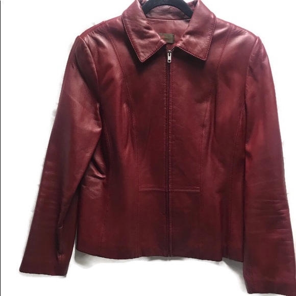 DANIER Jacket Coat Red Leather Zip Up